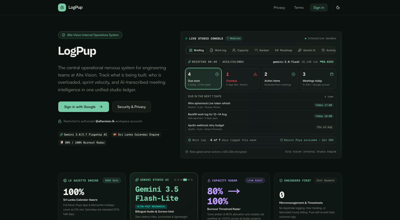 Screenshot of LogPup